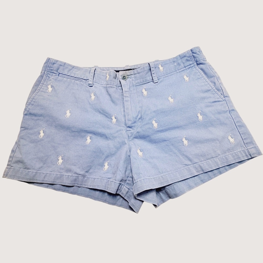 Ralph Lauren Sport Womens Size 10 Blue Pony Embroidered Chino Shorts